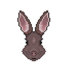 Rabbit Head In Pixel Art Style