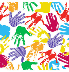 Handprint Colorful Seamless Pattern Grunge Palm