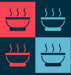 Pop Art Bowl Of Hot Soup Icon Isolated On Color