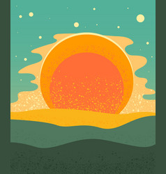 Retro Landscape With Sunrise