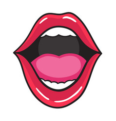 Comic female red lips sticker women mouth Vector Image