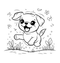 Cute Cartoon Dog Playing In The Grass