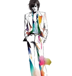 Man Model In Suit Watercolor Fashion Graphic