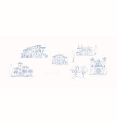 Tuscan Villa Or Provence Rough Sketched Abstract