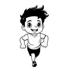 Cartoon Boy Running On White Background