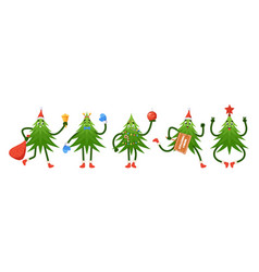 Cartoon Decorated Christmas Tree Character Waving