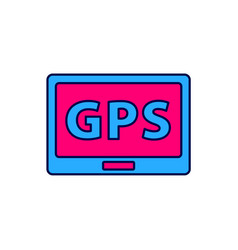 Filled Outline Gps Device With Map Icon Isolated