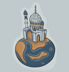 Mosque On Earth In Hand Drawn Design For Ramadan