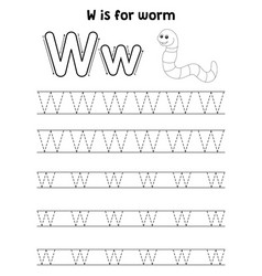 Worm Animal Tracing Letter Abc Coloring Page W