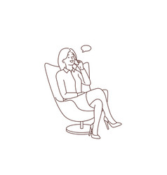 Smiling Businesswoman In Chair Talking On Cell