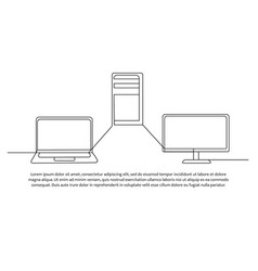 Continuous Line Design Of Computer And Laptop