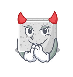 Devil Feta Cheese Block On Plate Cartoon