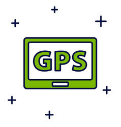 Filled Outline Gps Device With Map Icon Isolated