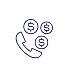 Phone Call Cost Line Icon On White