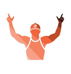 Football Fan With Hands Up Icon