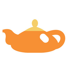 Orange Teapot With Yellow Lid On A White