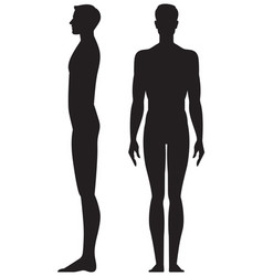 Silhouette Man In Full Length Front And Side View