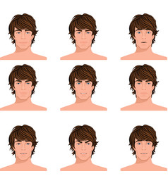 Man Head Emotions Portraits Set