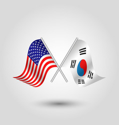 Two Crossed American And Korean Flags