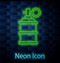 Glowing Neon Line Hand Smoke Grenade Icon Isolated