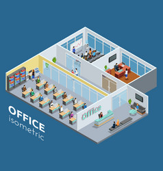 Isometric Office Interior View Poster