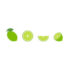 Lime Set Green Flat Icon On White Background