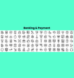 Set Of Banking And Payment Icons Linear Style