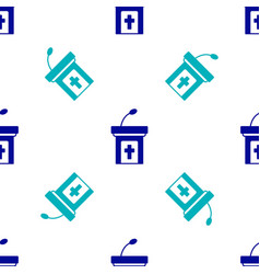 Blue Church Sermon Tribune Icon Isolated Seamless