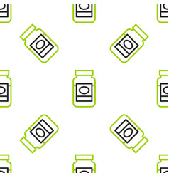 Line Jam Jar Icon Isolated Seamless Pattern On