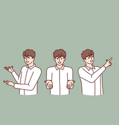 Man Pointing In Different Directions Providing