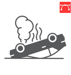 Overturned Car Glyph Icon