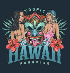 Hot Hawaii Girls Colorful Poster