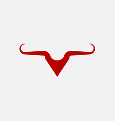 Minimal Letter V Bull Buffalo Ox Horn Head Logo