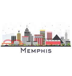 Memphis Tennessee City Skyline With Color