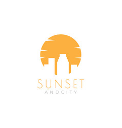 Negative Space Sunset With Building City Logo