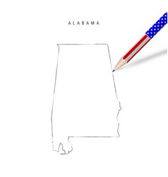 Alabama Us State Map Pencil Sketch