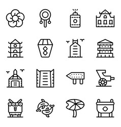 Pack Hong Kong In Line Style Icons