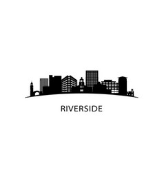 Riverside City Skyline Black Cityscape Isolated