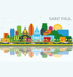 Saint Paul Minnesota City Skyline With Color