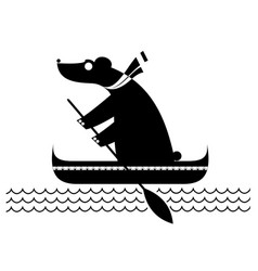 Cartoon Bear Sailing On A Boat