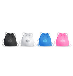 Colored Drawstring Bag Realistic Set