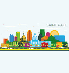 Saint Paul Minnesota City Skyline With Color