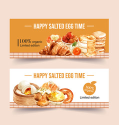 Salted Egg Banner Design With Bun Croissant