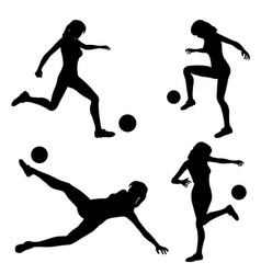 Silhouettes Of Female Footballers Soccer Players