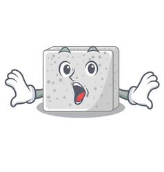 Surprised Feta Cheese Block On Plate Cartoon