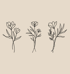 Wildflower Line Art Bouquet Bundle