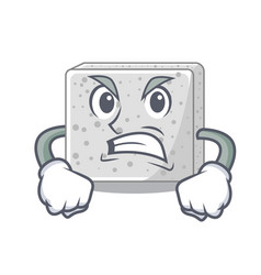 Angry Feta Cheese Block On Plate Cartoon