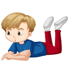 Boy In Blue Shirt Laying Down On Floor