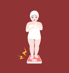 Overweight Women In Towel On Scale