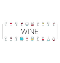 Wine Glass Red Drink Alcohol Icons Set